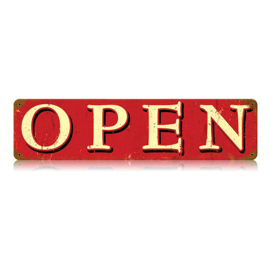 Open Vintage Style Metal Sign 20 X 5