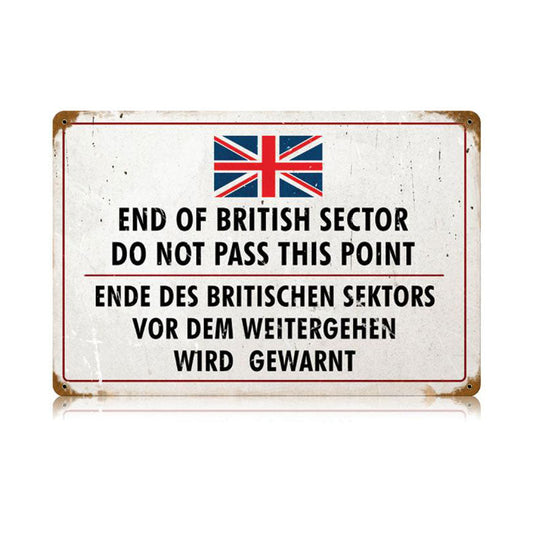 British Sector Vintage Style Metal Sign 18 x 12