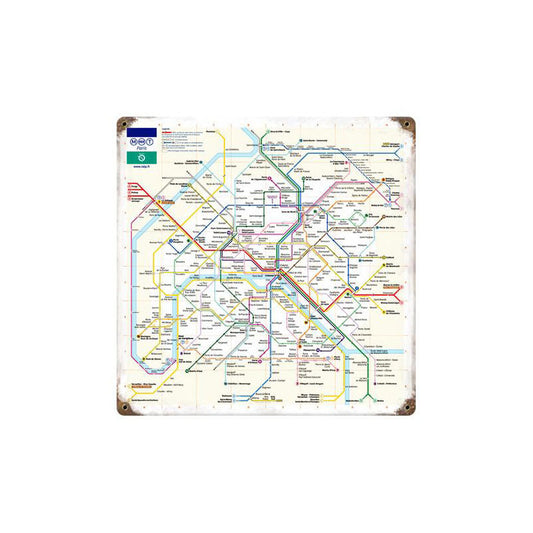 Paris Metro Vintage Style Metal Sign 12 x 12
