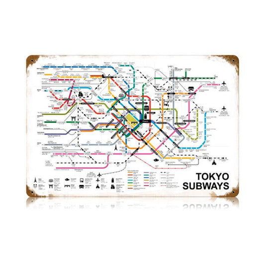 Tokyo Subways Vintage Style Metal Sign 18 x 12