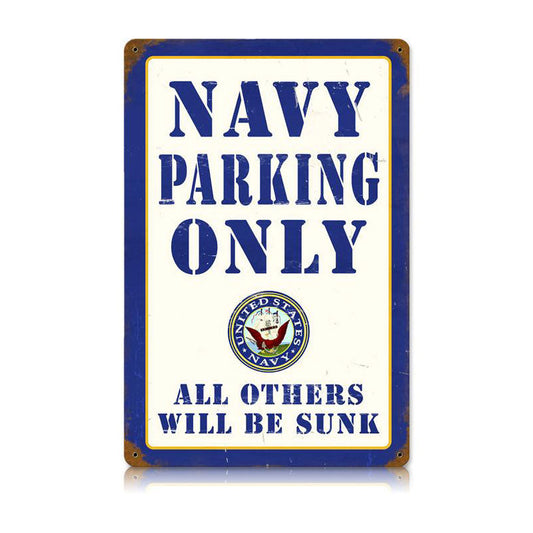 Navy Parking Vintage Style Metal Sign 18 x 12