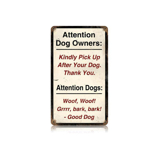 Attention Dogs Vintage Style Metal Sign 8 x 14