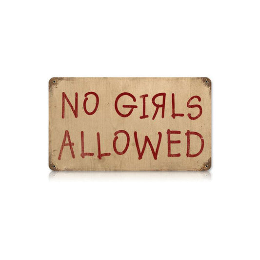 No Girls Vintage Style Metal Sign 12 x 18