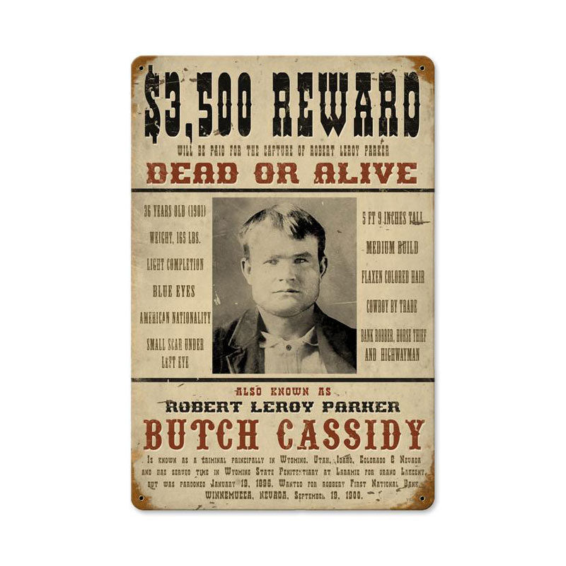 Wanted Butch Cassidy 12 x 18