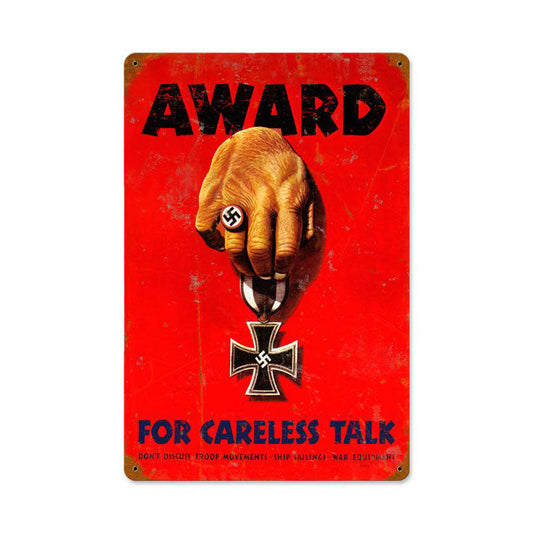 Careless Award Vintage Style Metal Sign 12 x 18
