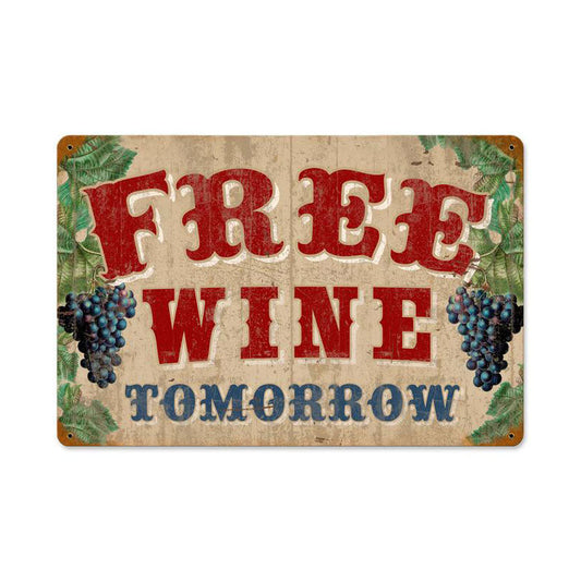 Free Wine Vintage Style Metal Sign 18 x 12