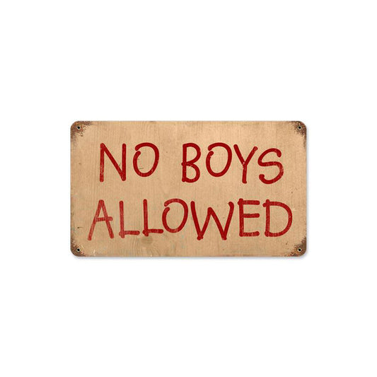 No Boys Allowed Vintage Style Metal Sign 14 x 8