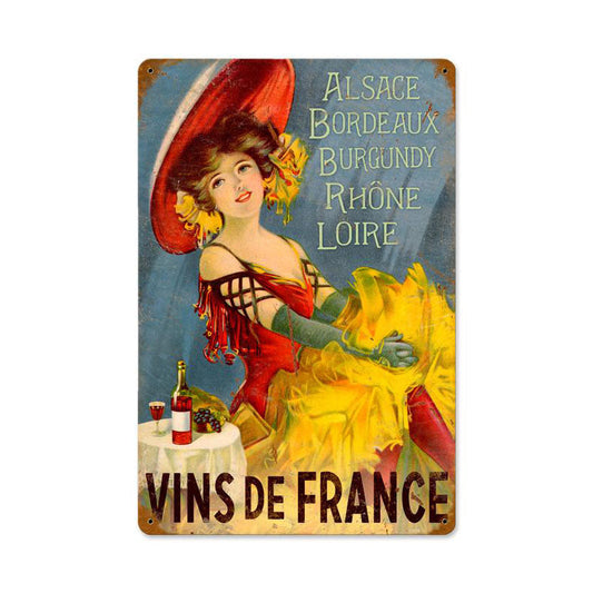Wines Of France Vintage Style Metal Sign 18 x 12