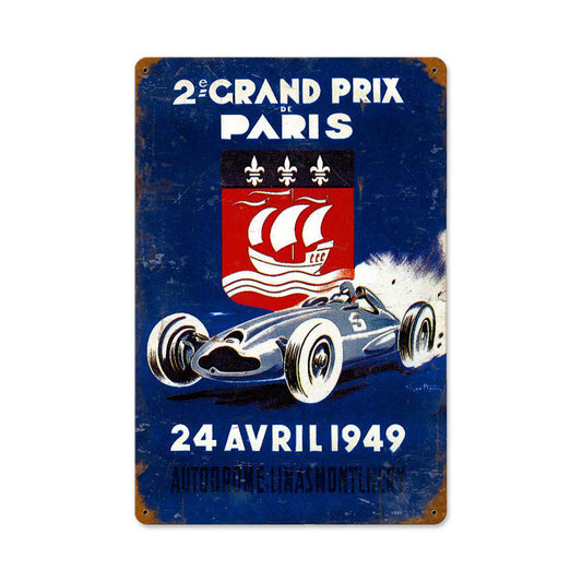 Grand Prix Paris Vintage Style Metal Sign 18 x 12