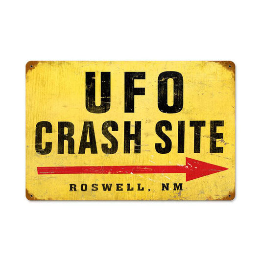 Ufo Crash Vintage Style Metal Sign 12 x 18