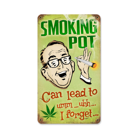 Smoking Pot Vintage Style Metal Sign 8 x 14