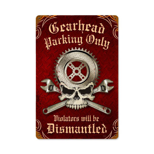 Gearhead Parking Vintage Style Metal Sign 18 x 12
