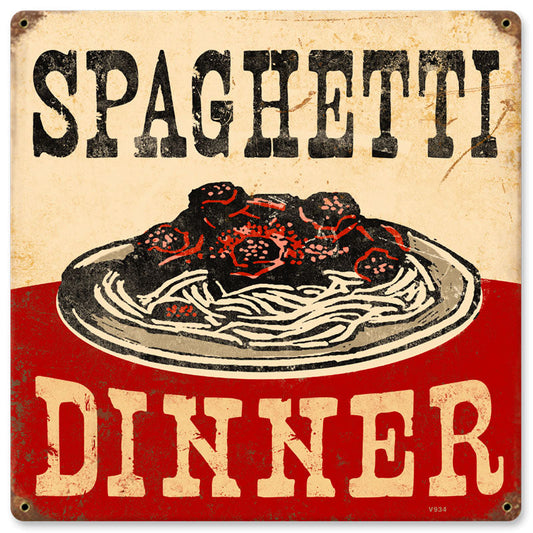 Spaghetti Dinner Vintage Style Metal Sign 12 x 12