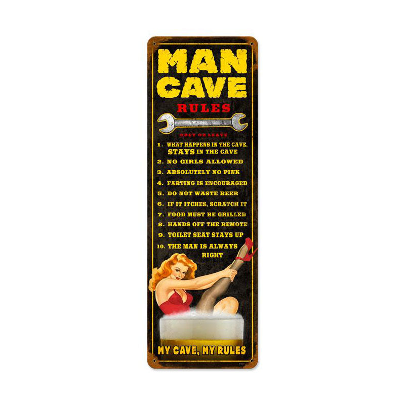 Man Cave Rules 8 x 24