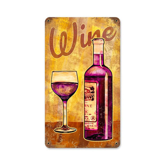 Wine Glass Vintage Style Metal Sign 8 x 14