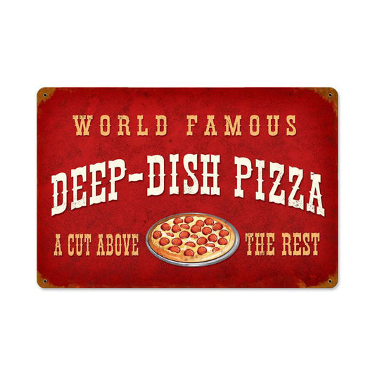 Deep Dish Pizza Vintage Style Metal Sign 18 x 12