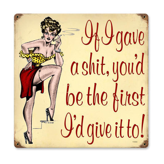Give A Shit Vintage Style Metal Sign 12 x 12