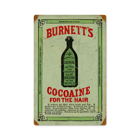 Burnett'S Cocoaine Vintage Style Metal Sign 12 x 18