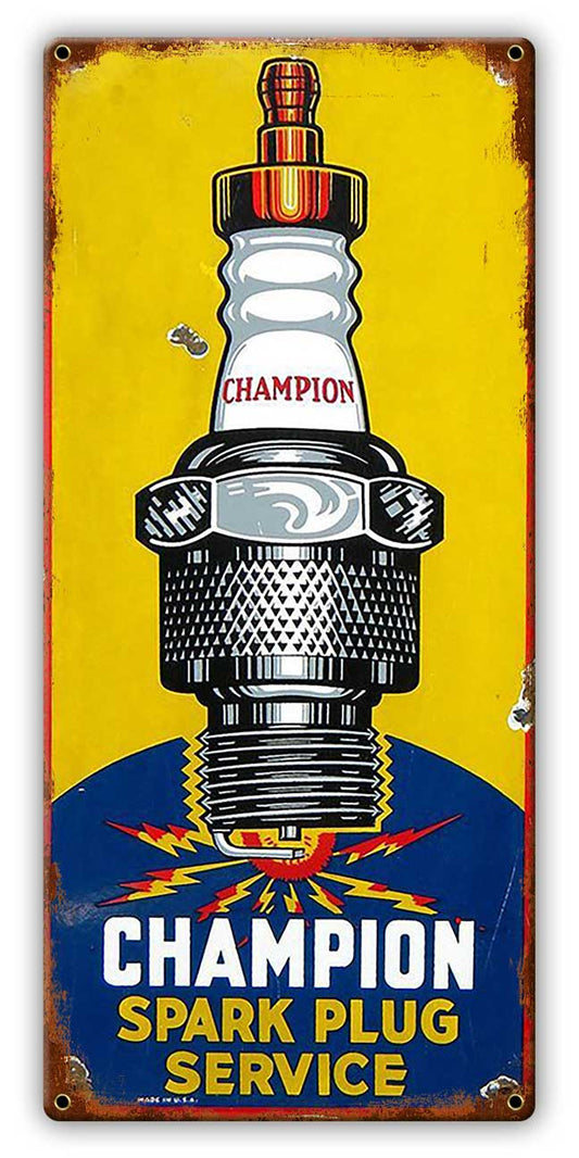 Champion Spark Plugs Vintage Style Metal Sign 8 X 17