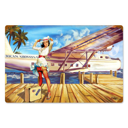 Sea Plane Vintage Style Metal Sign 18 X 12