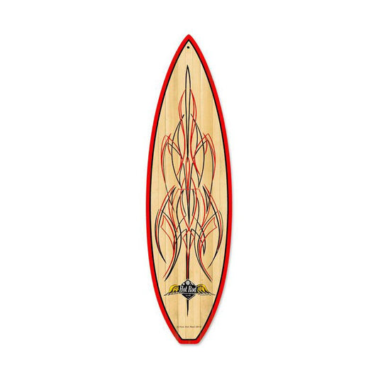 Wood Pinstripe Surfboard Vintage Style Metal Sign 6 x 22