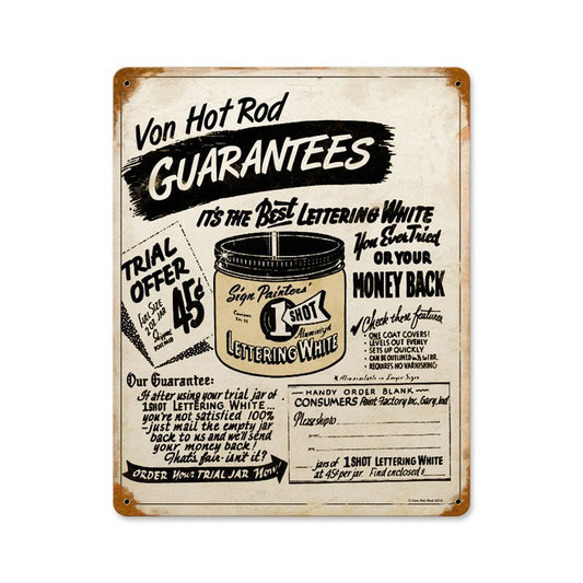 One Shot Paint Vintage Style Metal Sign 12 x 15