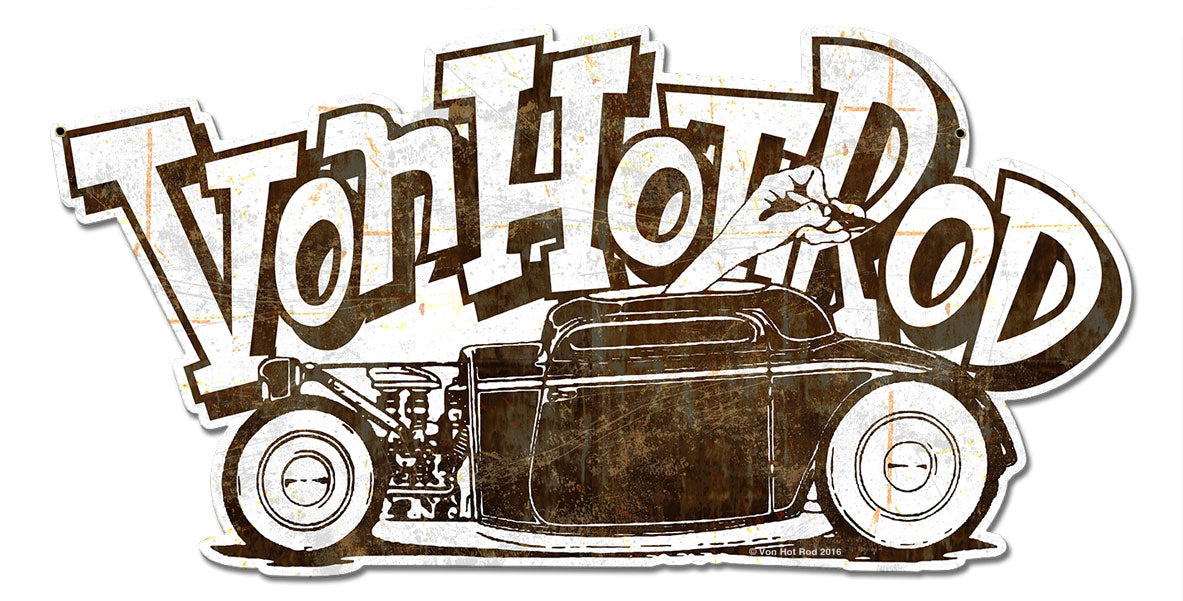 Von Hot Rod Rusty Car 18 x 9