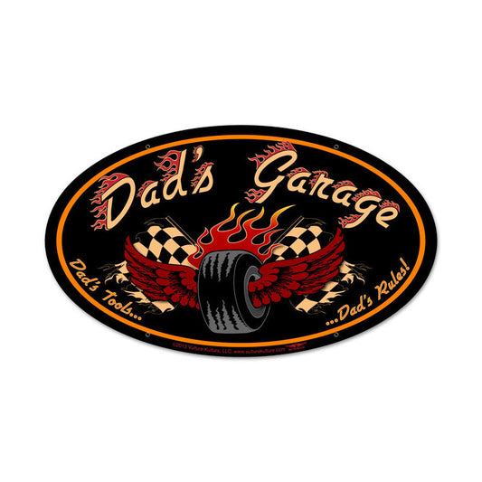 Dad'S Garage Tire Vintage Style Metal Sign 24 x 12