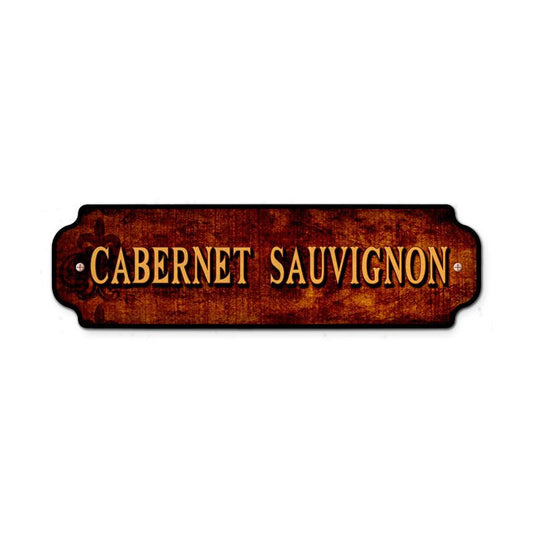 Cabernet Sauvignon Vintage Style Metal Sign 12 x 3