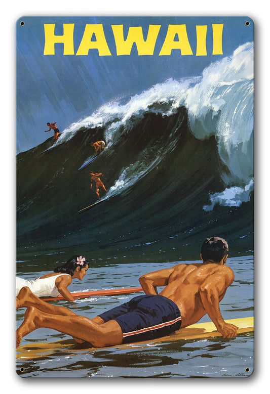 Hawaii Surfing Vintage Style Metal Sign 12 x 18
