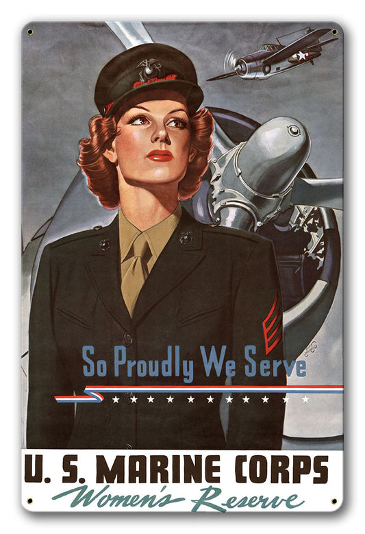So Proudly We Serve Vintage Style Metal Sign 24 x 36