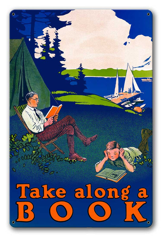 Take Along A Book Vintage Style Metal Sign 24 x 36