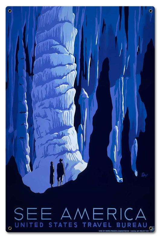 See America Blue Cavern Vintage Style Metal Sign 16 x 24