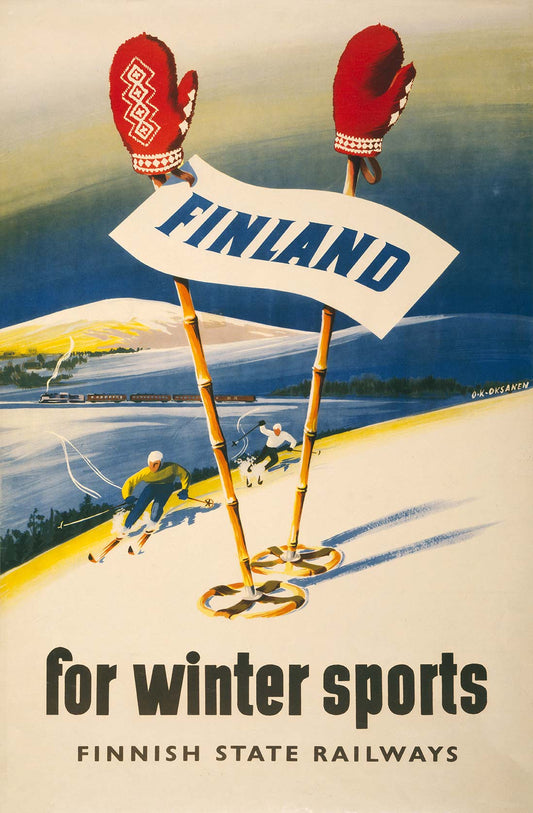 Finland For Winter Sports Vintage Style Metal Sign 16 x 24