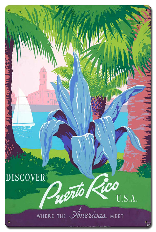 Discover Puerto Rico Vintage Style Metal Sign 16 x 24