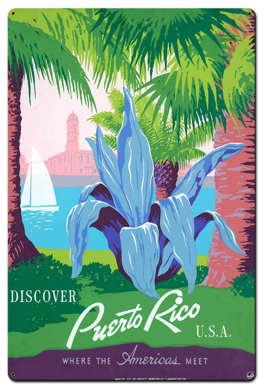 Discover Puerto Rico Vintage Style Metal Sign 24 x 36