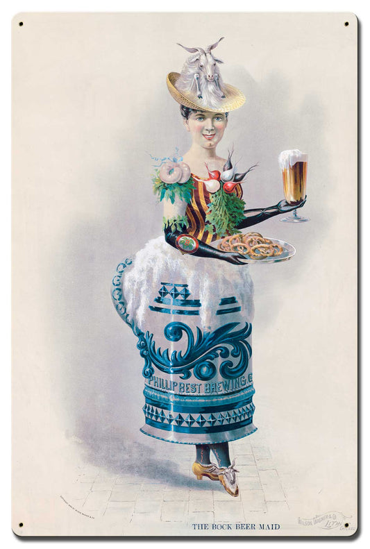 Bock Beer Maid Vintage Style Metal Sign 16 x 24