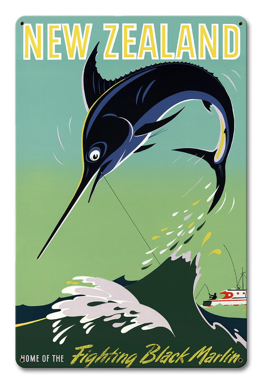 New Zealand Fighting Black Marlin 12 x 18