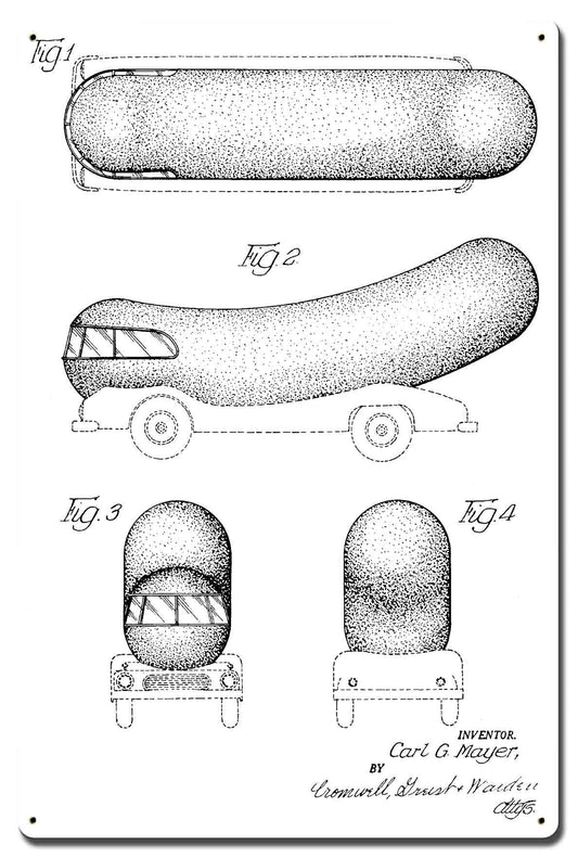 Weinermobile Patent Vintage Style Metal Sign 16 x 24