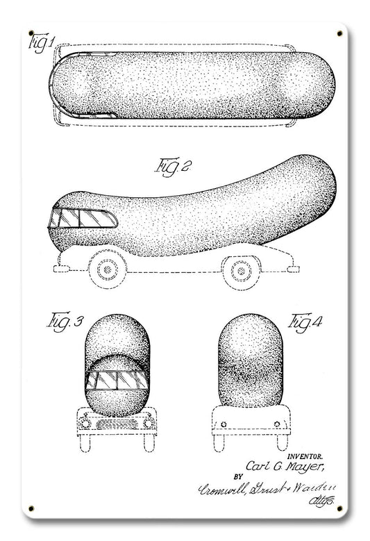 Weinermobile Patent Vintage Style Metal Sign 12 x 18
