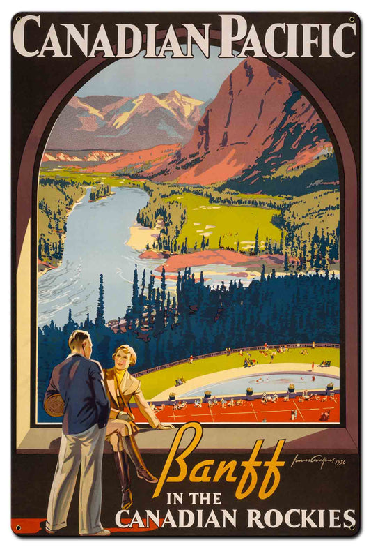 Banff Canadian Rockies Vintage Style Metal Sign 24 x 36