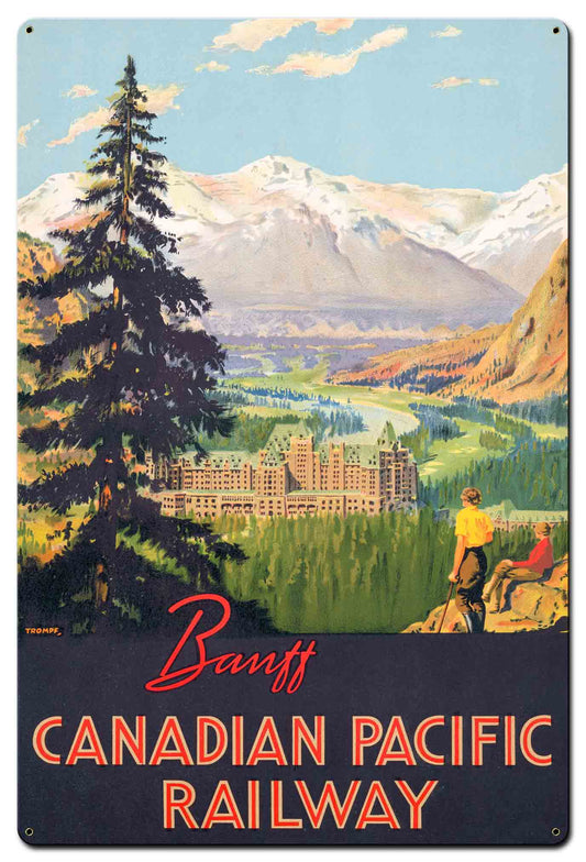 Banff Canadian Pacific Railway Vintage Style Metal Sign 24 x 36