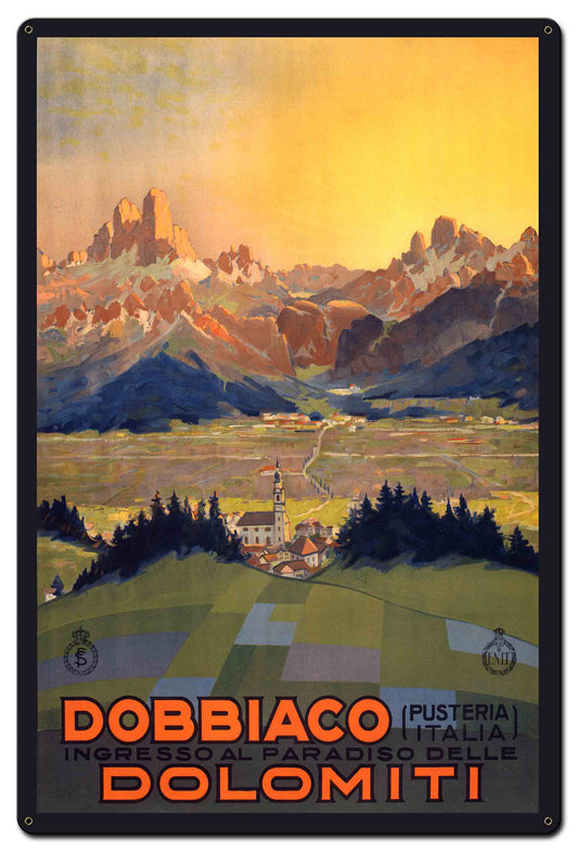 Dobbiaco Italy Vintage Style Metal Sign 24 x 36