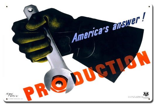 Production America'S Answer Vintage Style Metal Sign 24 x 16