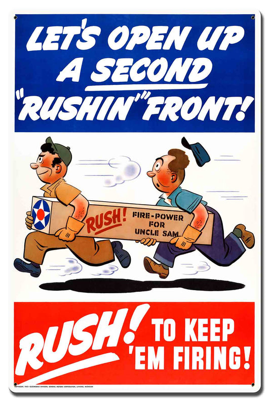 A Second Rushin Front Vintage Style Metal Sign 16 x 24