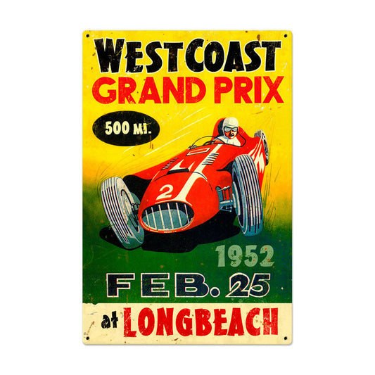 West Coast Grand Prix Vintage Style Metal Sign 24 x 36
