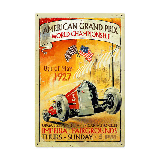 American Grand Prix Vintage Style Metal Sign 24 x 36