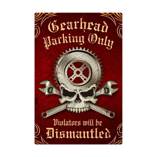 Gearhead Parking Vintage Style Metal Sign 24 x 36