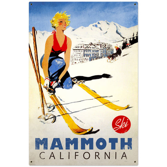 Ski Mammoth Vintage Style Metal Sign 24 x 36