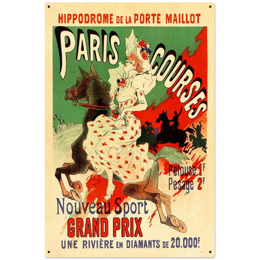 Paris Hippodrome Vintage Style Metal Sign 24 x 36